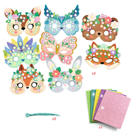 Djeco Knutselset Mozaïek Bosdieren met duidelijke kleuraanduidingen, De Gele Flamingo
