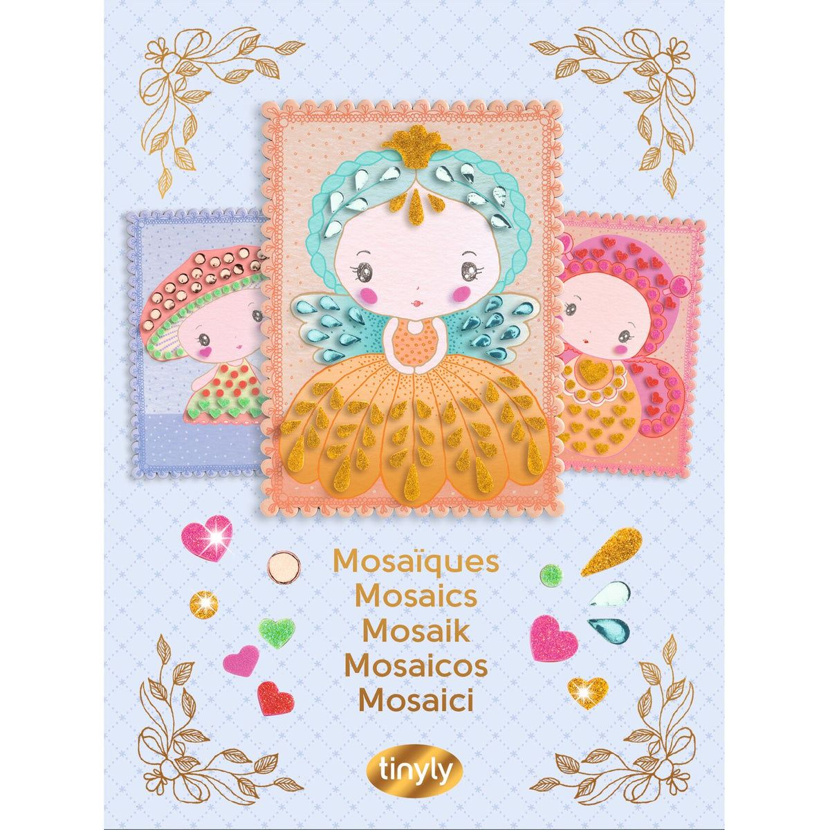 Djeco Knutselset Mozaïek Stella & Co bij De Gele Flamingo, met drie kaarten vol glittermozaïek