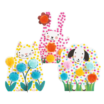 Djeco Knutselset Puntjes & Pompons In het Gras met wasbare inkt, te koop bij De Gele Flamingo