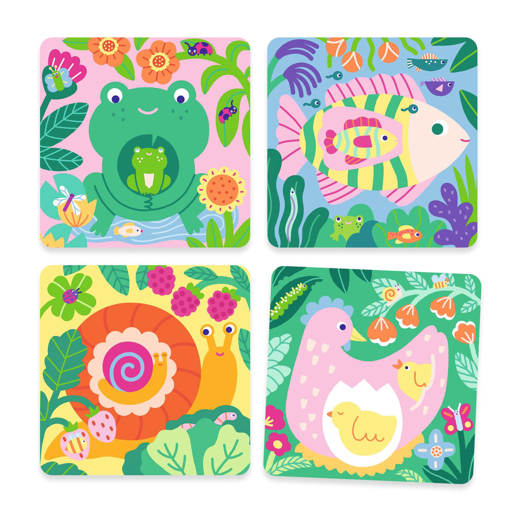 Djeco Magisch Kleuren Babydieren uit de tuin voor peuters vanaf 18 maanden, De Gele Flamingo