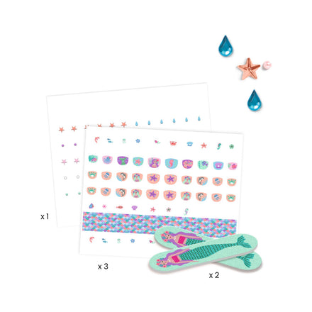 Nagelstickers Zachte Zee van Djeco met 60 zelfklevende parels en strassteentjes, De Gele Flamingo