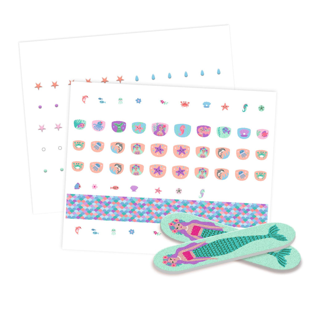 Djeco Nagelstickers Zachte Zee met 3 designstrips en 2 nagelvijlen, bij De Gele Flamingo