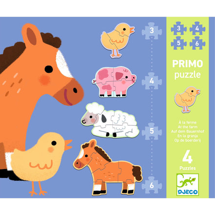 Djeco Puzzels Op de Boerderij, zelfcorrigerend en vanaf 2 jaar, bij De Gele Flamingo