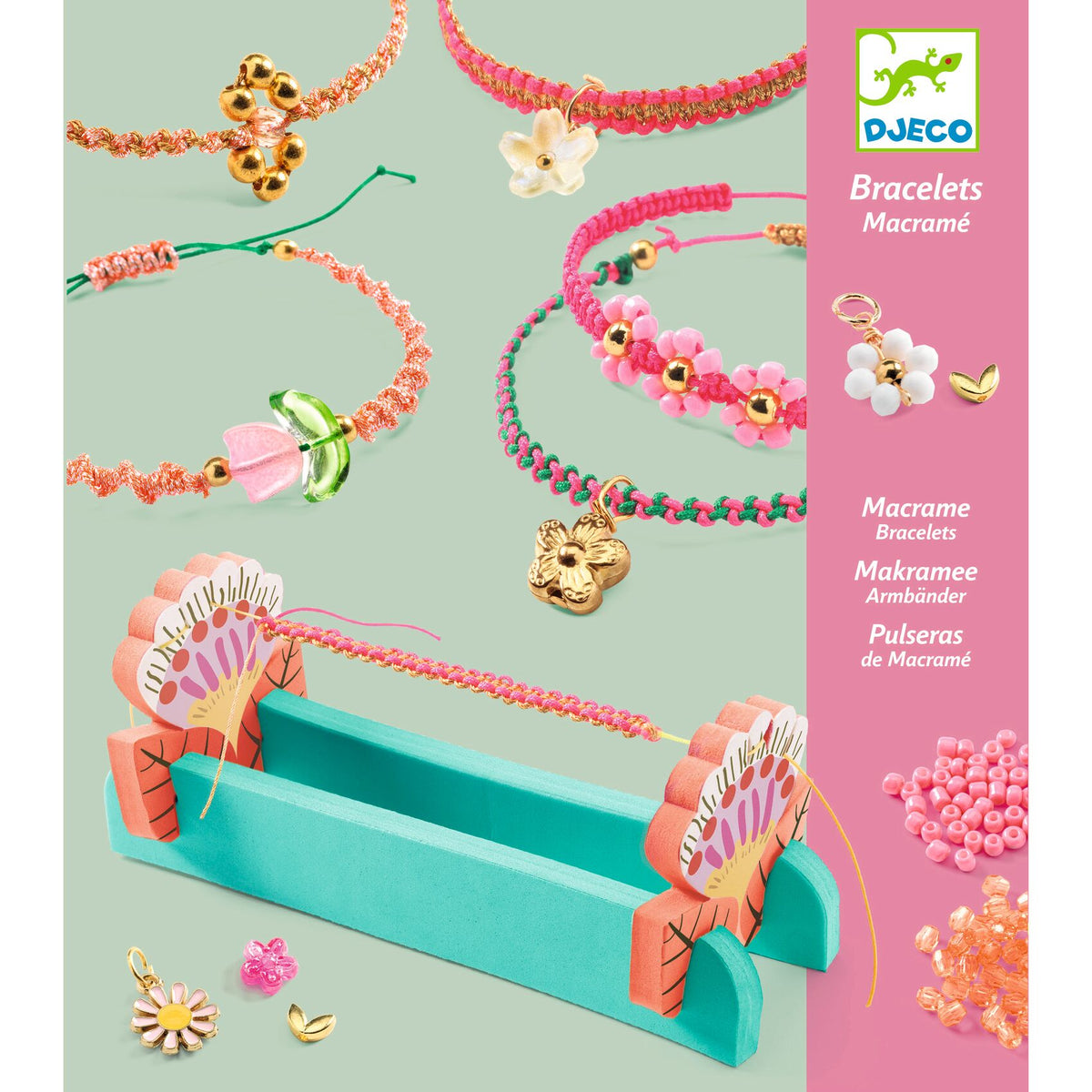 Djeco Sieradenset Macramé Armbanden Roze bij De Gele Flamingo, voor 10 zelfgemaakte armbanden