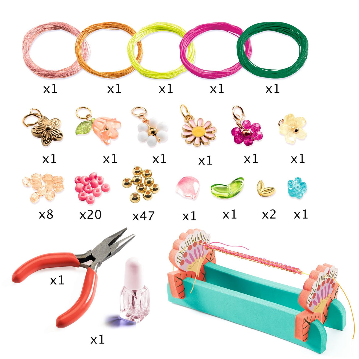 Djeco Sieradenset Macramé Armbanden Roze bij De Gele Flamingo, voor 10 zelfgemaakte armbanden