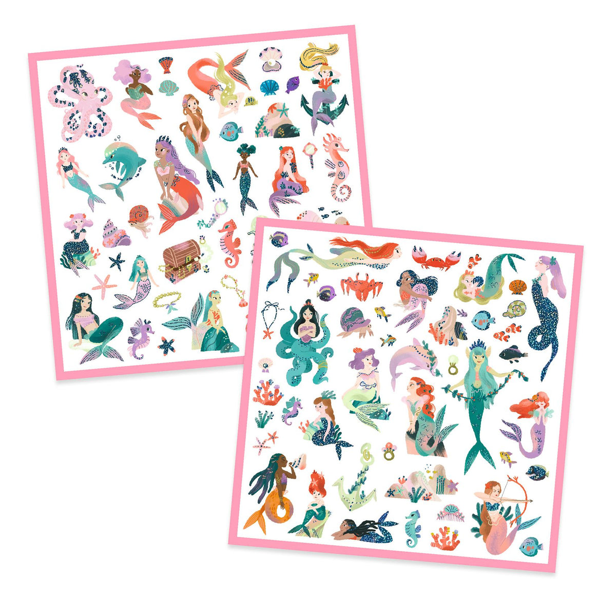 Djeco Stickerset 160 Stickers Glinsterende Zeemeerminnen bij De Gele Flamingo, met metallic glans