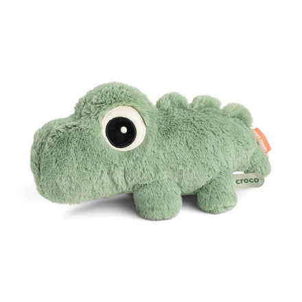 Done By Deer Cuddle Bestie knuffel Croco Green, superzacht voor kleine handjes, bij De Gele Flamingo
