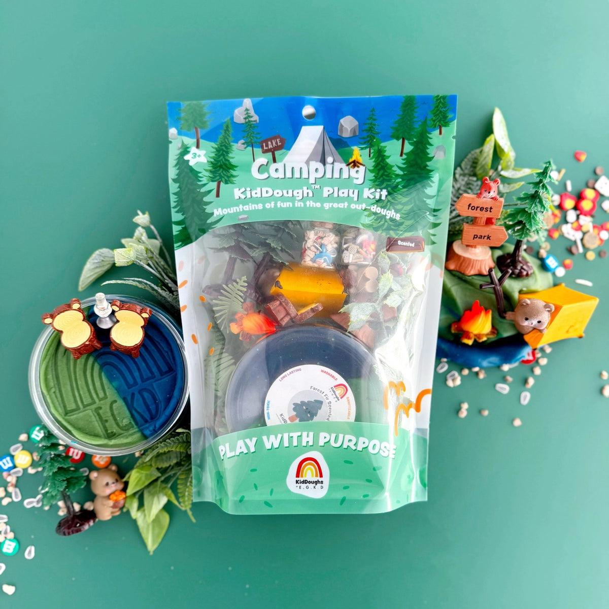 Earth Grown KidDoughs Klei Speelset Camping met tent en kampvuur, bij De Gele Flamingo