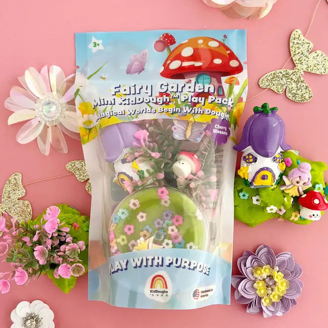 Earth Grown KidDoughs Mini Klei Speelset Feeëntuin met feeënhuisje, De Gele Flamingo