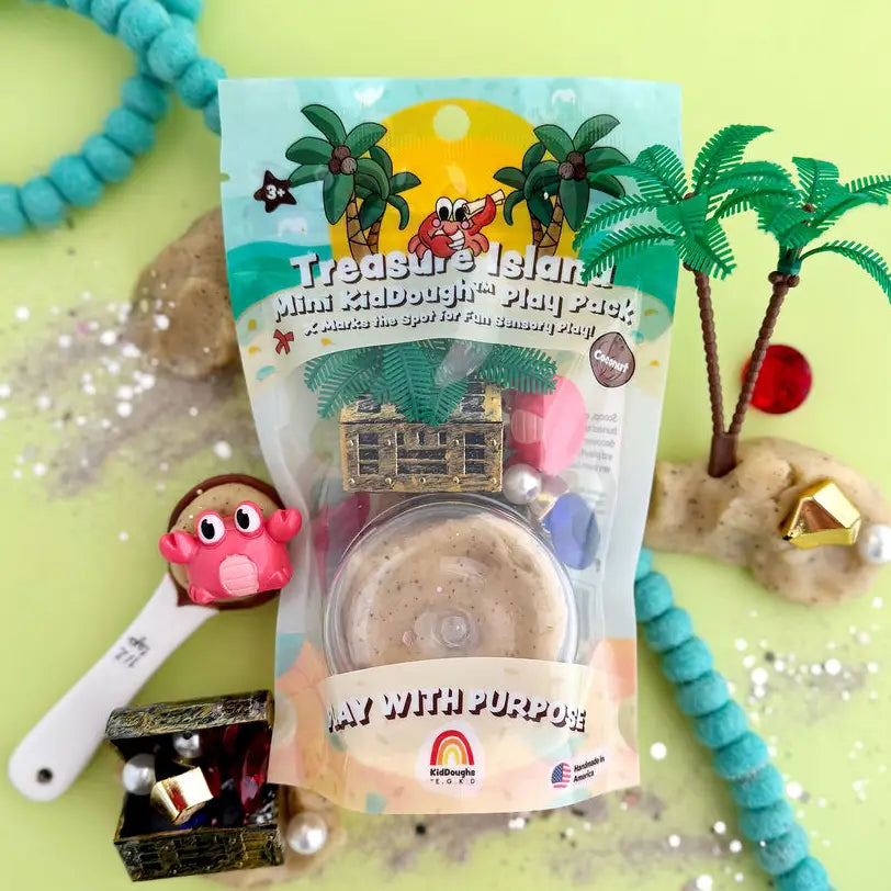 Earth Grown KidDoughs Mini Klei Speelset Schatteneiland met schatkist, De Gele Flamingo