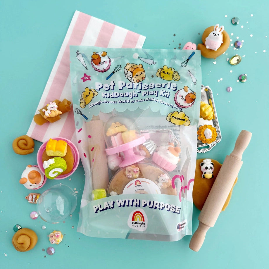 Earth Grown KidDoughs Klei Speelset Huisdier Patisserie met deegroller, De Gele Flamingo