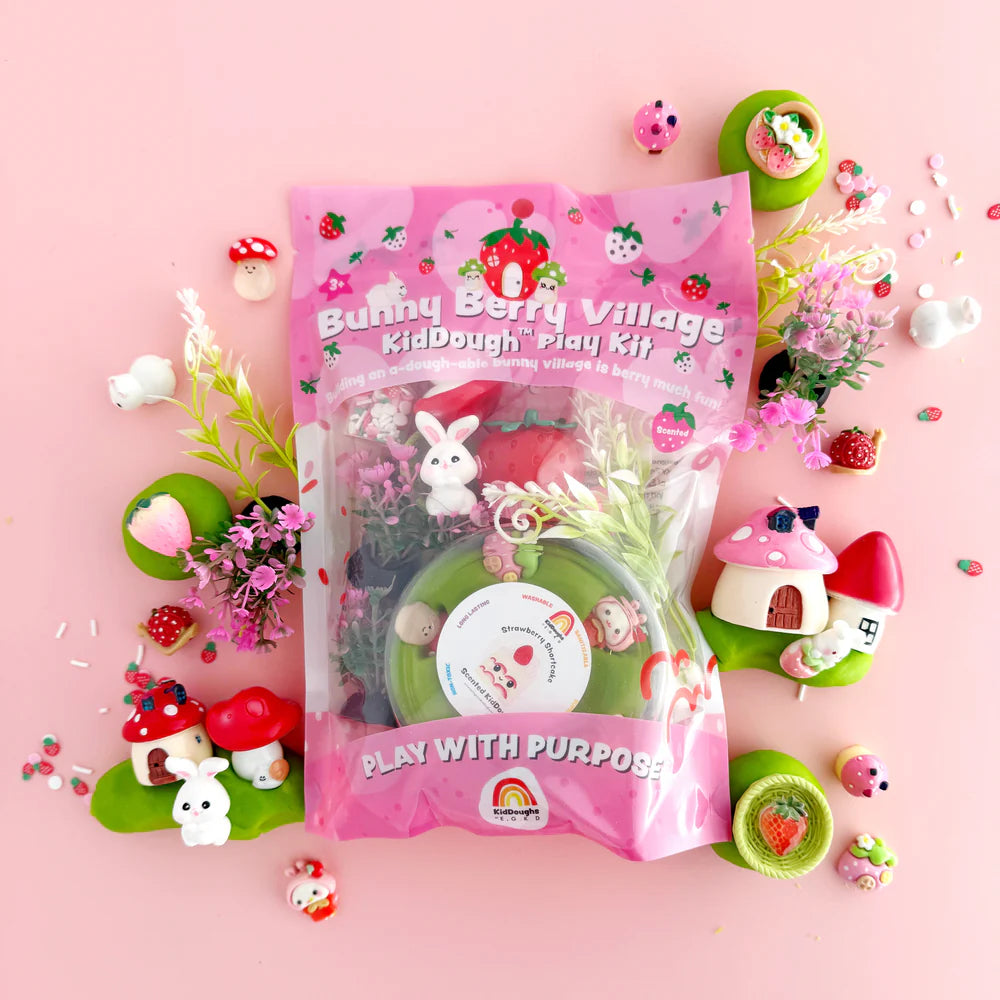 Earth Grown KidDoughs Klei Speelset Bunny Berry Village met speelklei, bij De Gele Flamingo