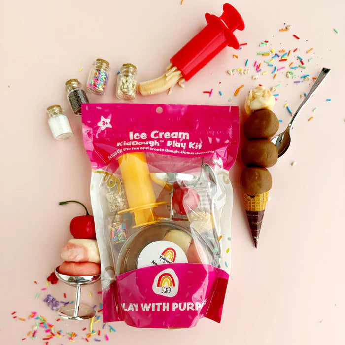 Earth Grown KidDoughs Klei Speelset Ice Cream Sundae met kleurrijke speelklei, De Gele Flamingo