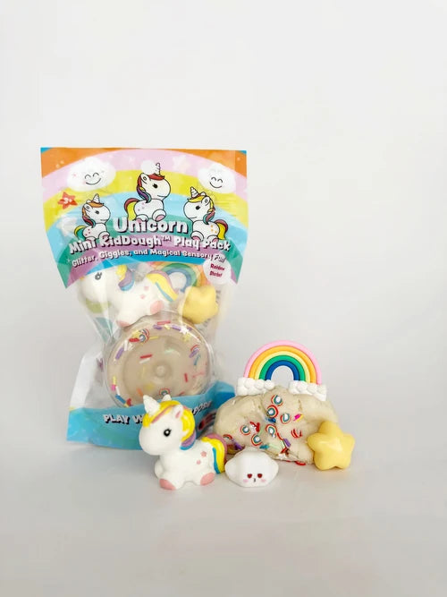 Earth Grown KidDoughs Mini Klei Speelset Unicorn, compacte sensorische set vanaf 3 jaar, De Gele Flamingo