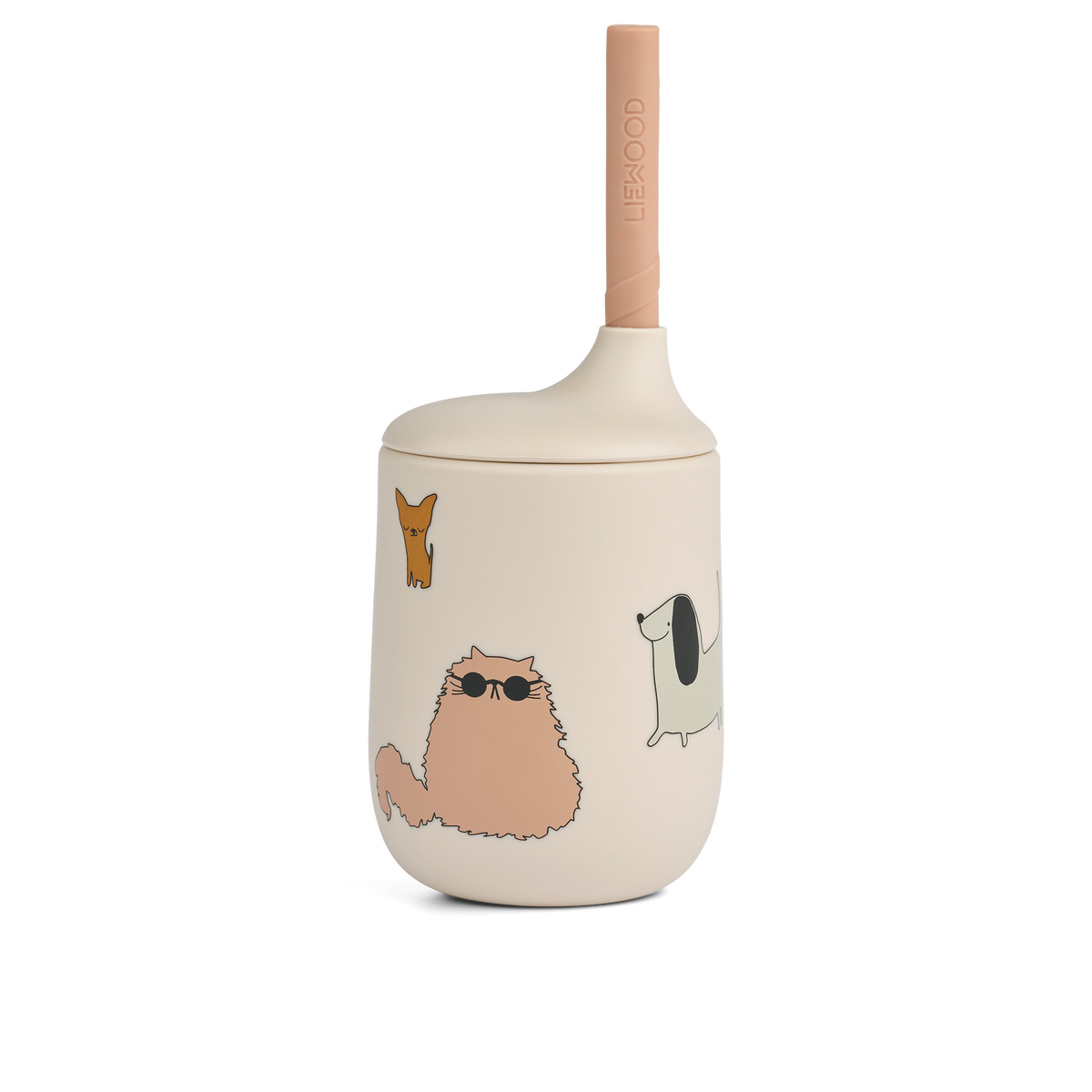 * Liewood Ellis Printed Sippy Cup 230ml | Cats And Dogs / Sandy
