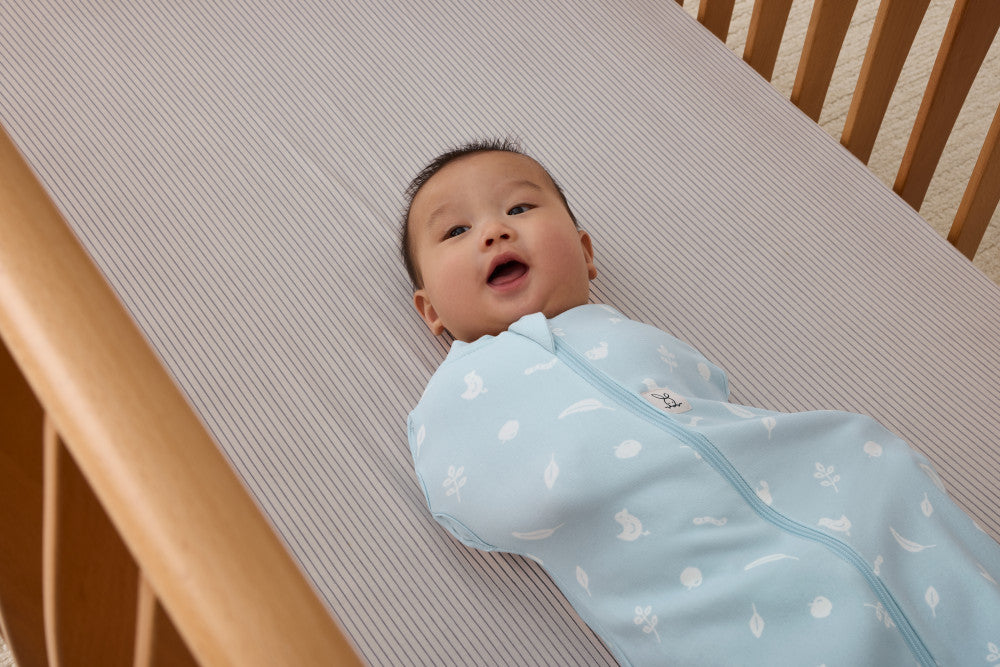 Ergopouch Cocoon Inbaker Slaapzak Ducks 3-6M, verschonen zonder volledig te ontbakeren.