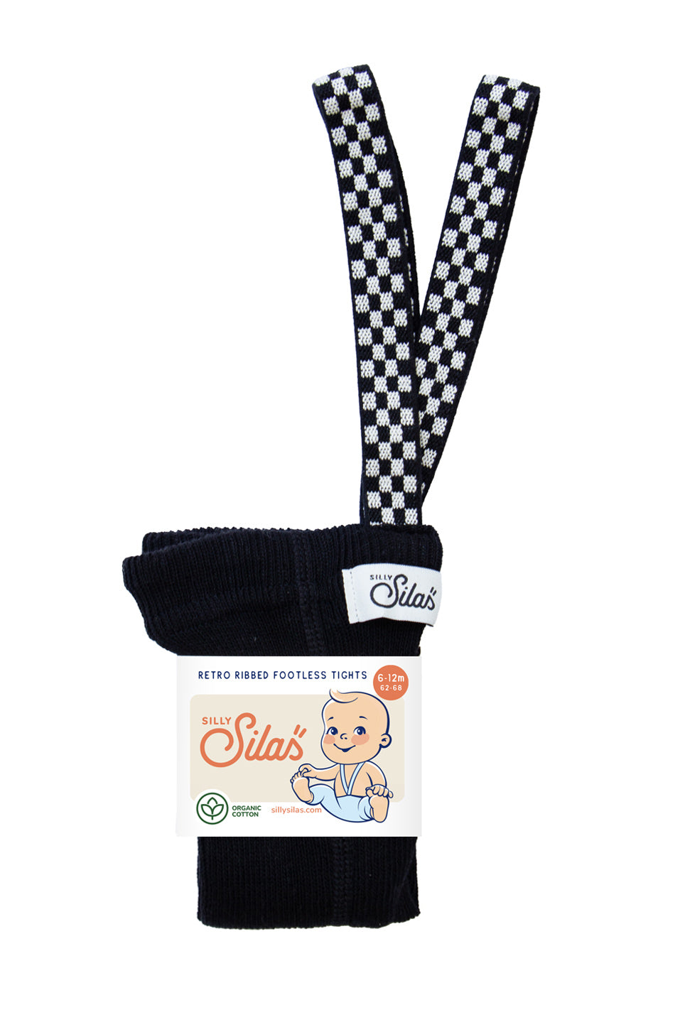 * Silly Silas Footless Cotton Tights | Classic Black Checked