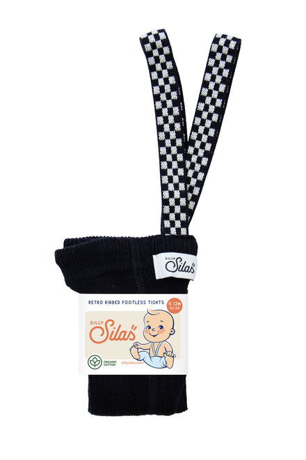 * Silly Silas Footless Cotton Tights | Classic Black Checked