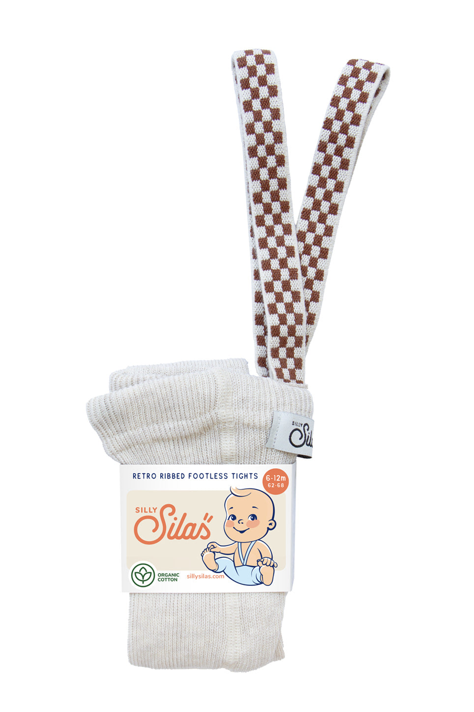 * Silly Silas Zonder Voetjes Cotton Tights | Cream Blend Checked