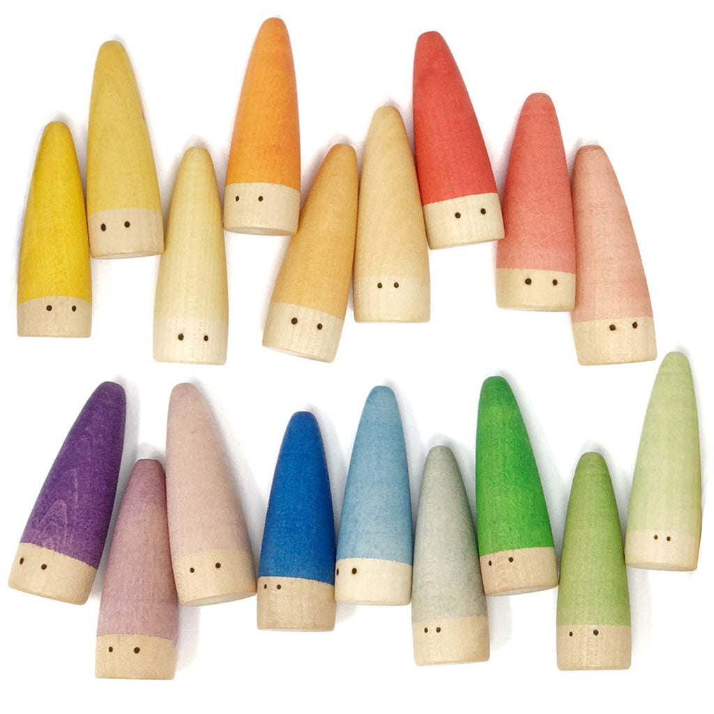 Grapat Sticks 18 houten kabouters - complete set vooraanzicht