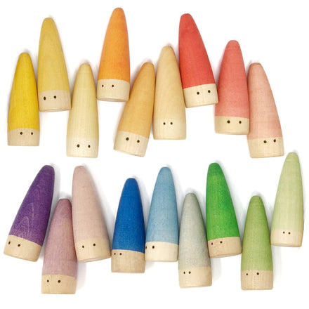 Grapat Sticks 18 houten kabouters - complete set vooraanzicht