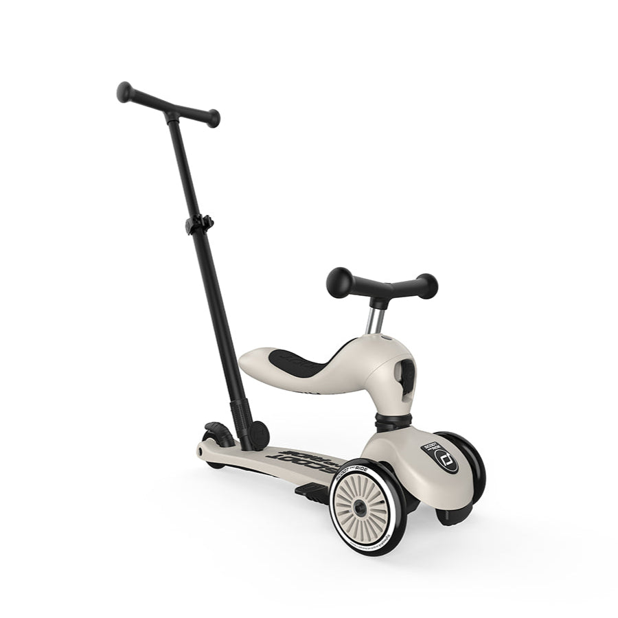 Scoot and Ride Highwaykick 1 Push & Go in Ash met afneembare duwstang