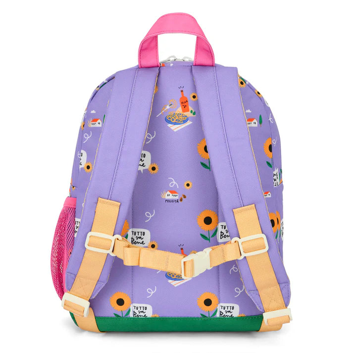 Rugzak Sunflower 2-5Y van Hello Hossy met ruim hoofdvak voor A4-schriften, De Gele Flamingo