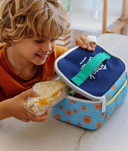 Hello Hossy Thermische Lunchtas Bball Crew met buitenvak voor accessoires, De Gele Flamingo.
