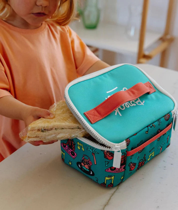 Hello Hossy Thermische Lunchtas Disco Roar van 3 liter voor school en picknick, De Gele Flamingo.