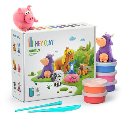 HeyClay Boetseerklei | Farm Animals (15 potjes)
