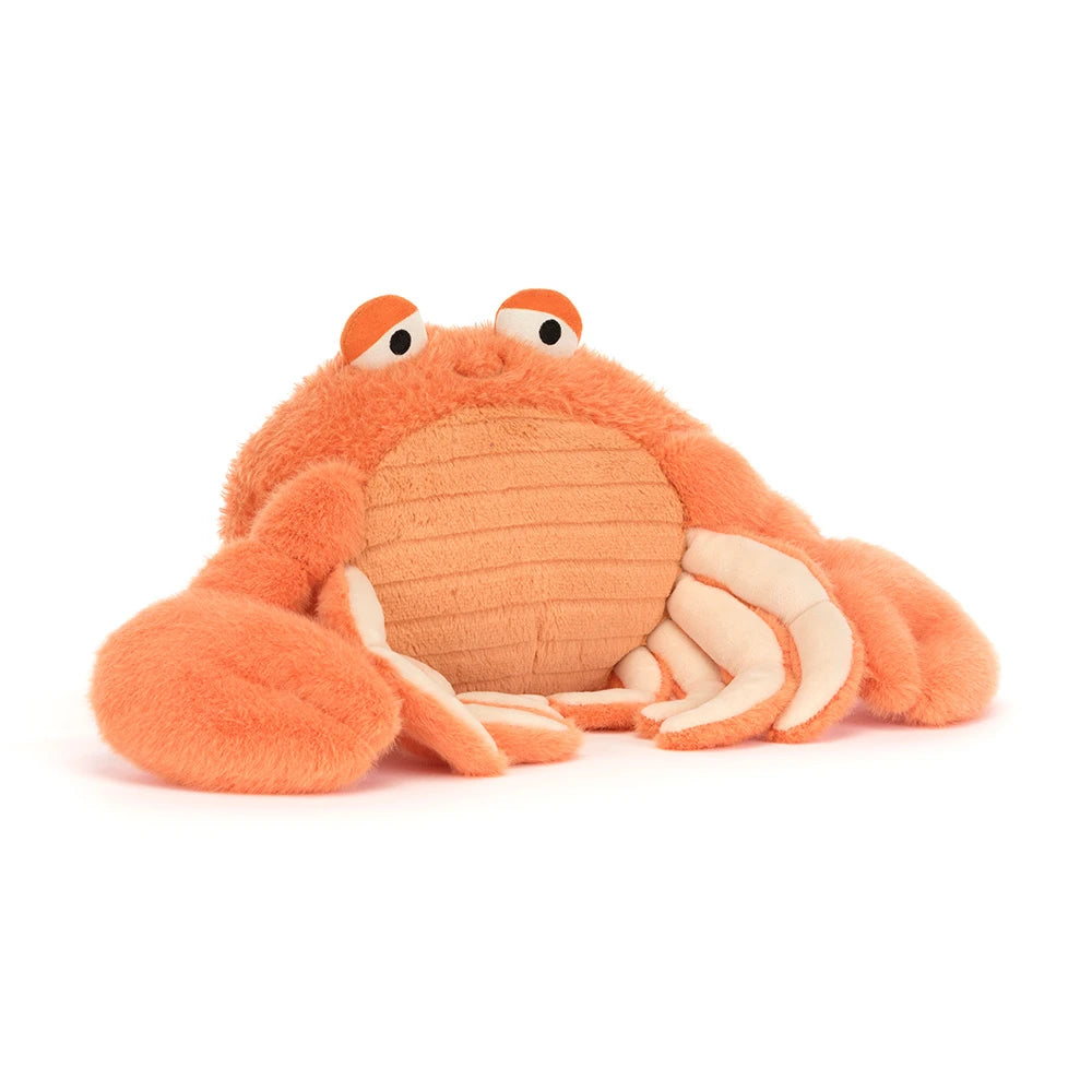 Jellycat Knuffel Pinchsnap Crab in zachte pluche stof, te koop bij De Gele Flamingo.