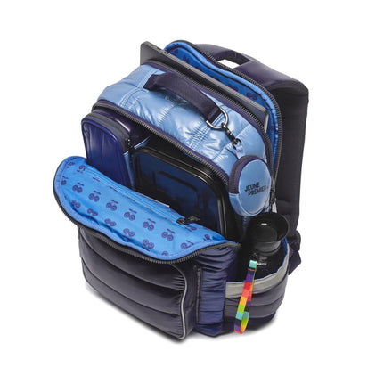 Jeune Premier New Bobbie rugzak Puffer Blue achterzijde met ergonomische schouderbanden