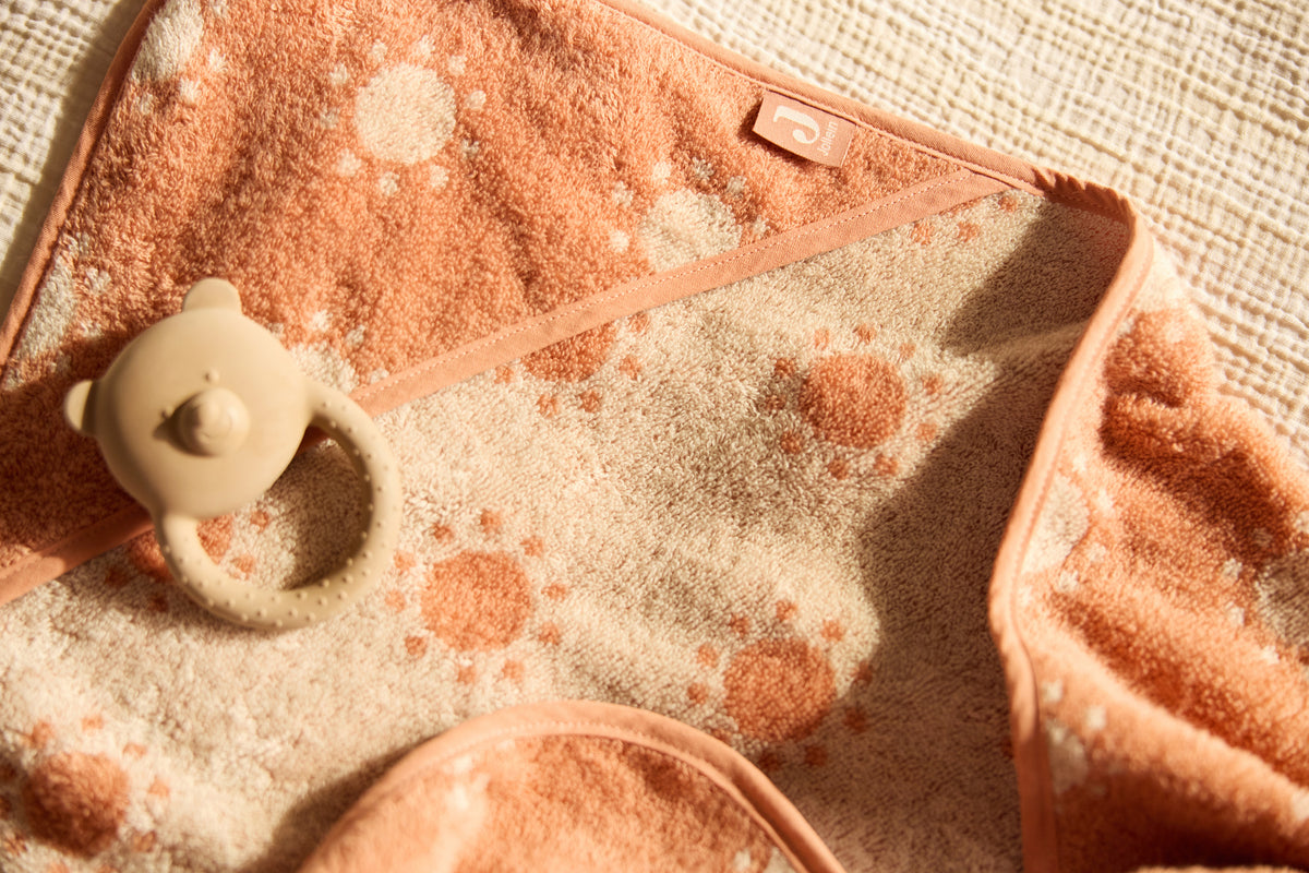 Jollein badcape badstof 75x75cm Jacquard Sun, verkrijgbaar bij De Gele Flamingo