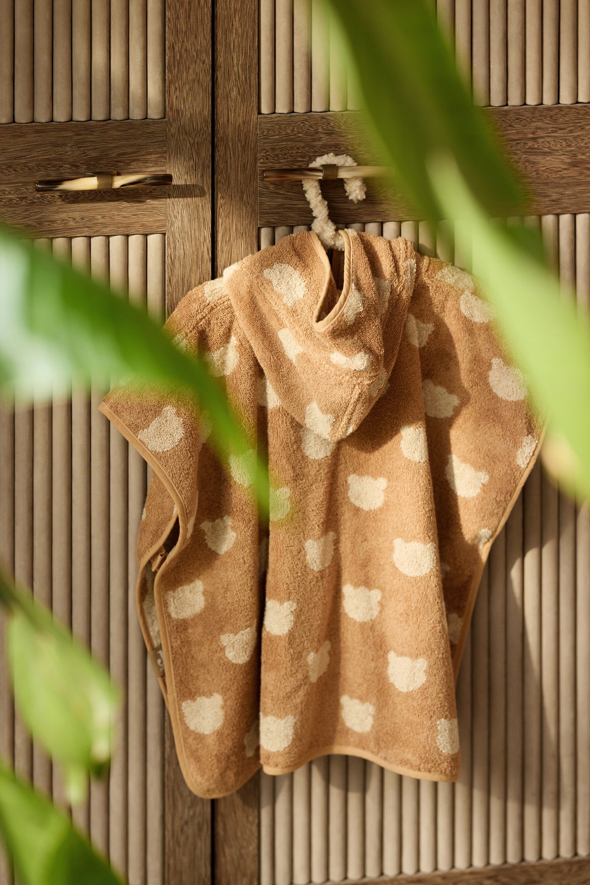 Jollein badponcho badstof Jacquard Teddy Bear reversible, verkrijgbaar bij De Gele Flamingo