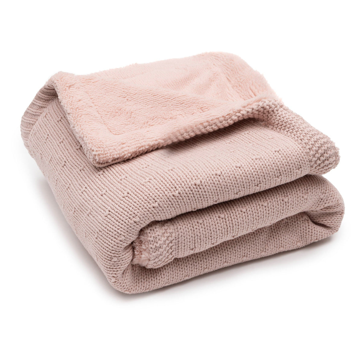Beide zijden van de omkeerbare Jollein deken in Silk Rose