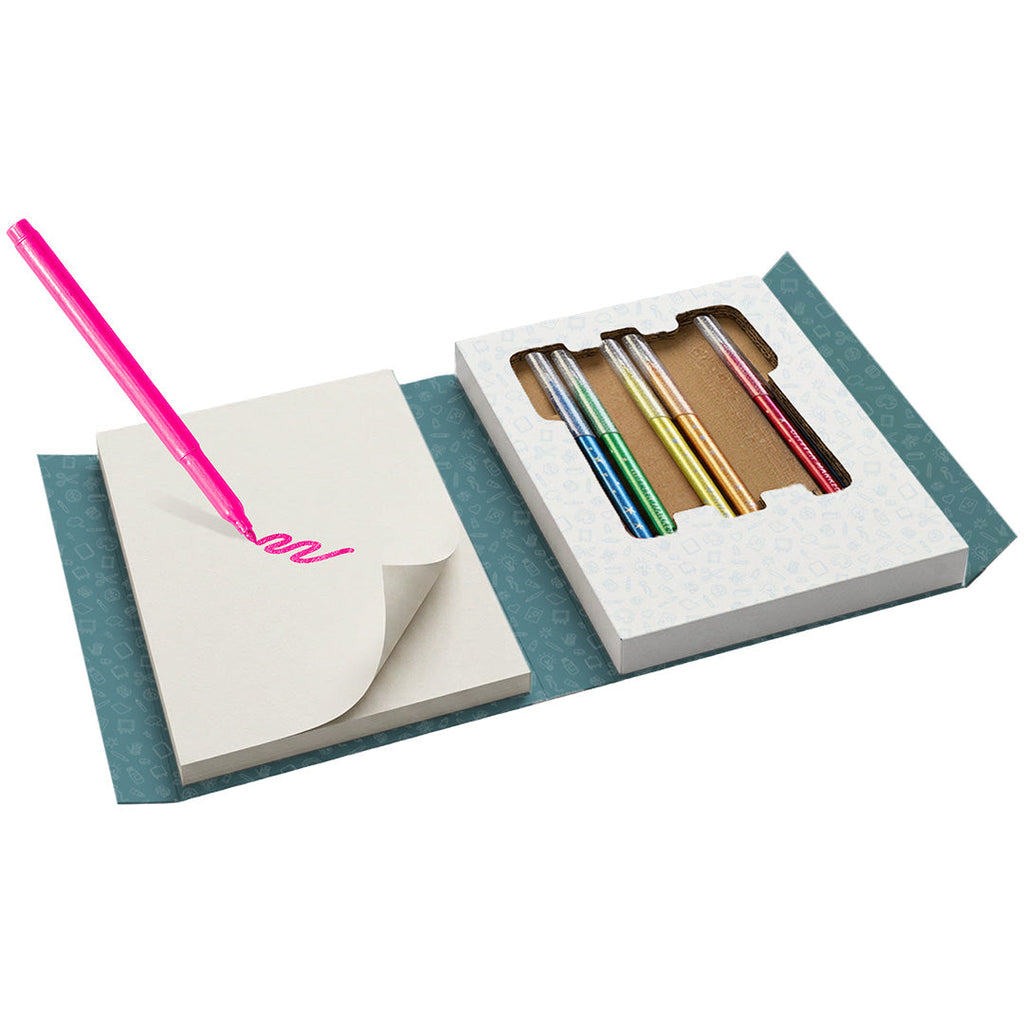 Kidywolf Kidydraw Kit Creatieve Set 6 Glitterstiften, de set uitgepakt