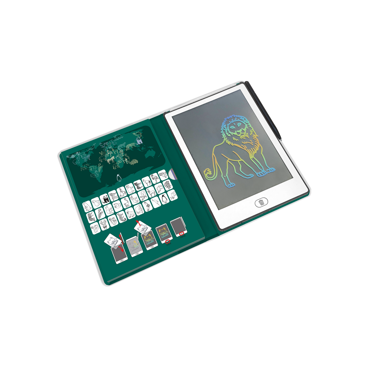 Kidywolf Kidydraw-Mini tekenbord dieren over de hele wereld - vooraanzicht