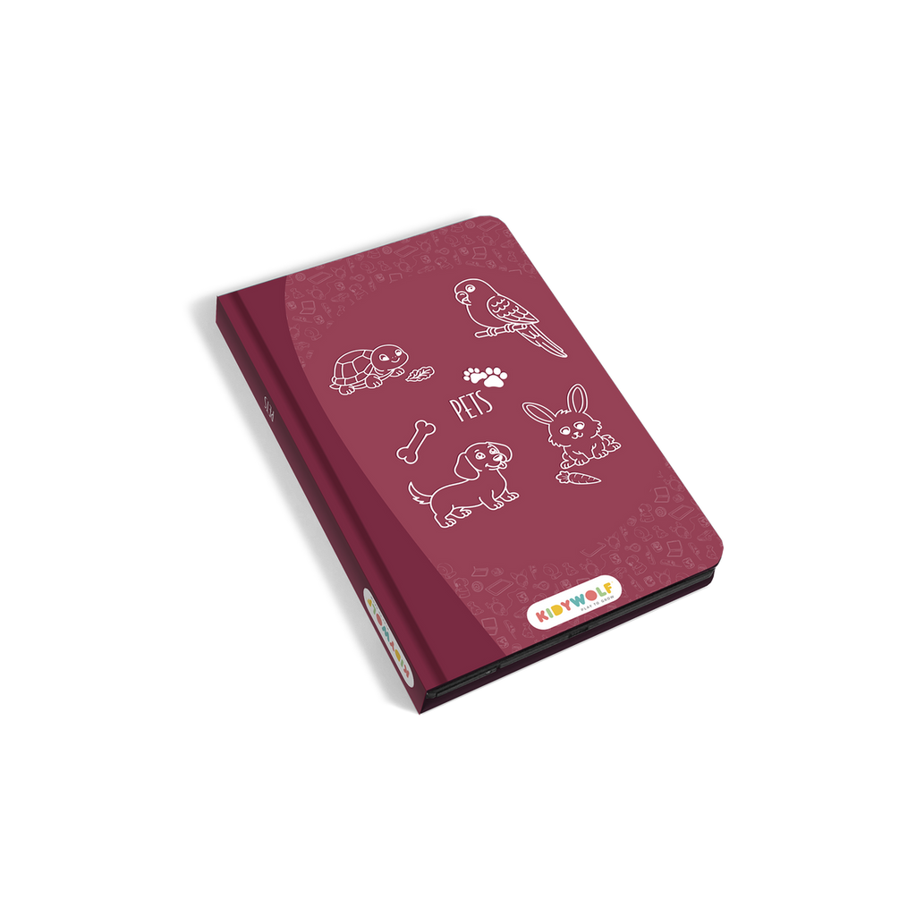 Kidywolf Kidydraw-Mini Tablet 30 Tekeningen Tekenbord Huisdieren, het tekenbord van een andere kant