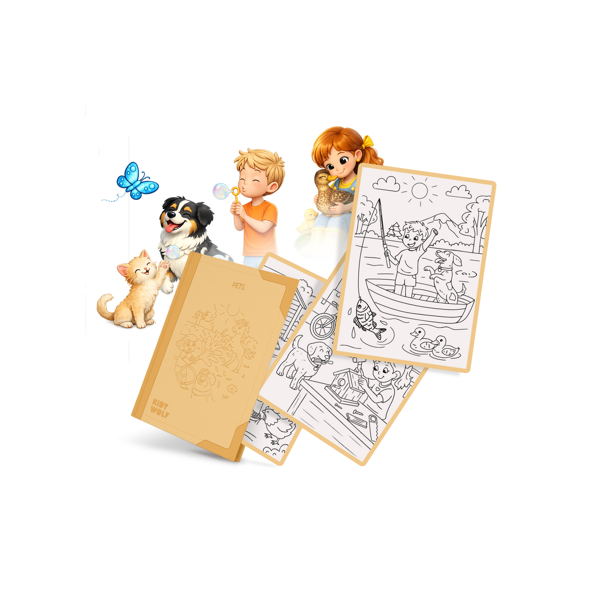 Kidywolf Kidydraw Pad Navulling 30 Tekeningen Pets, de navulset
