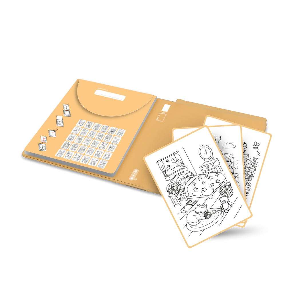 Kidywolf Kidydraw Pad Navulling 30 Tekeningen Pets, detail van de tekenkaarten