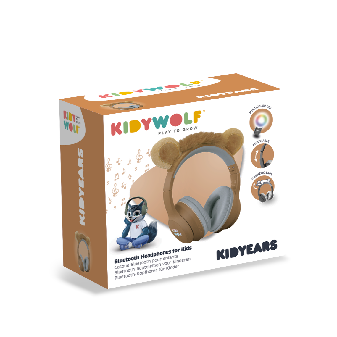 Kidywolf Kidyears kinderkoptelefoon leeuw - vooraanzicht