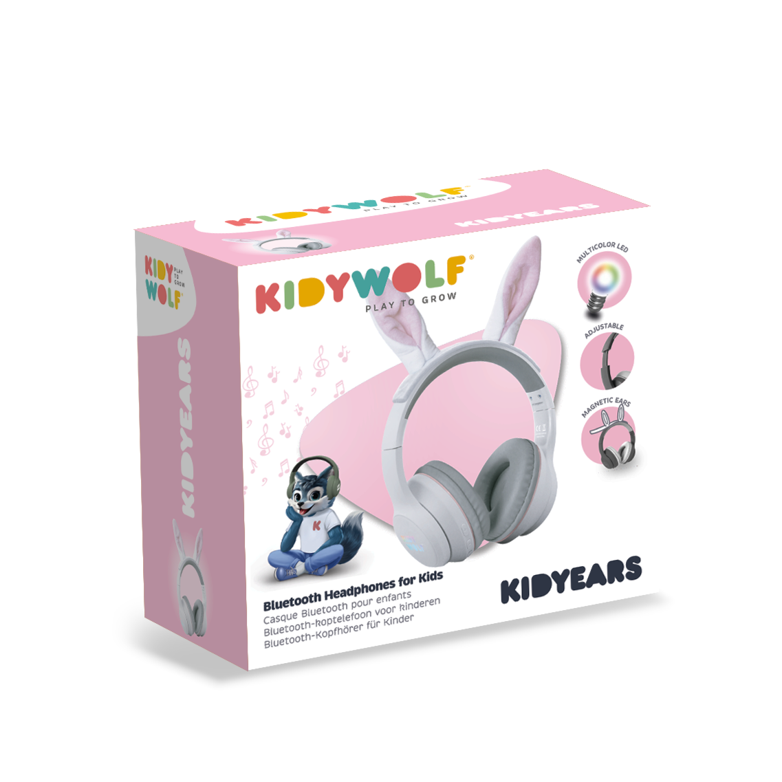 Kidywolf Kidyears kinderkoptelefoon konijn - vooraanzicht