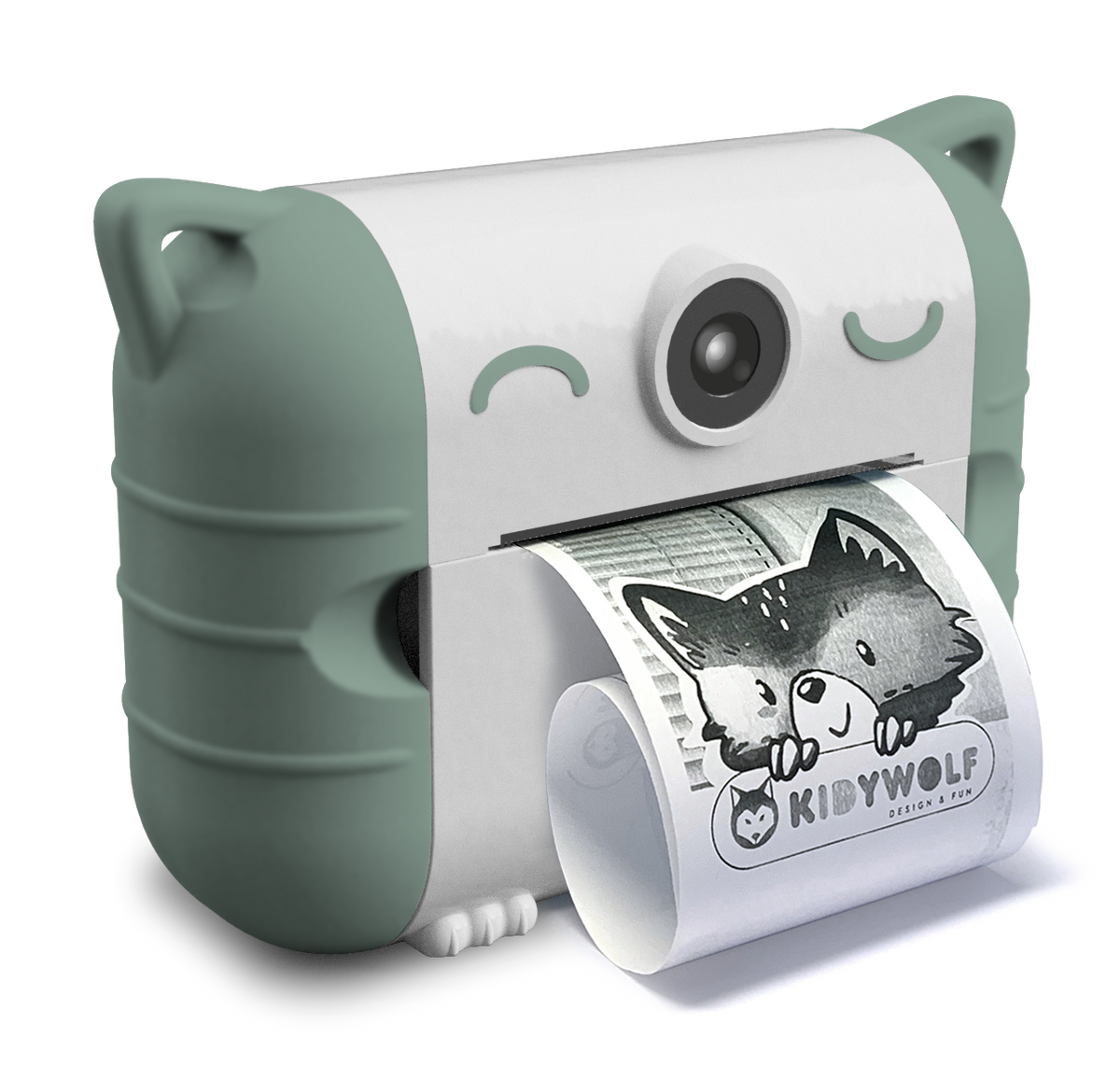 Kidywolf Kidyprint kindercamera met printer in het groen - vooraanzicht