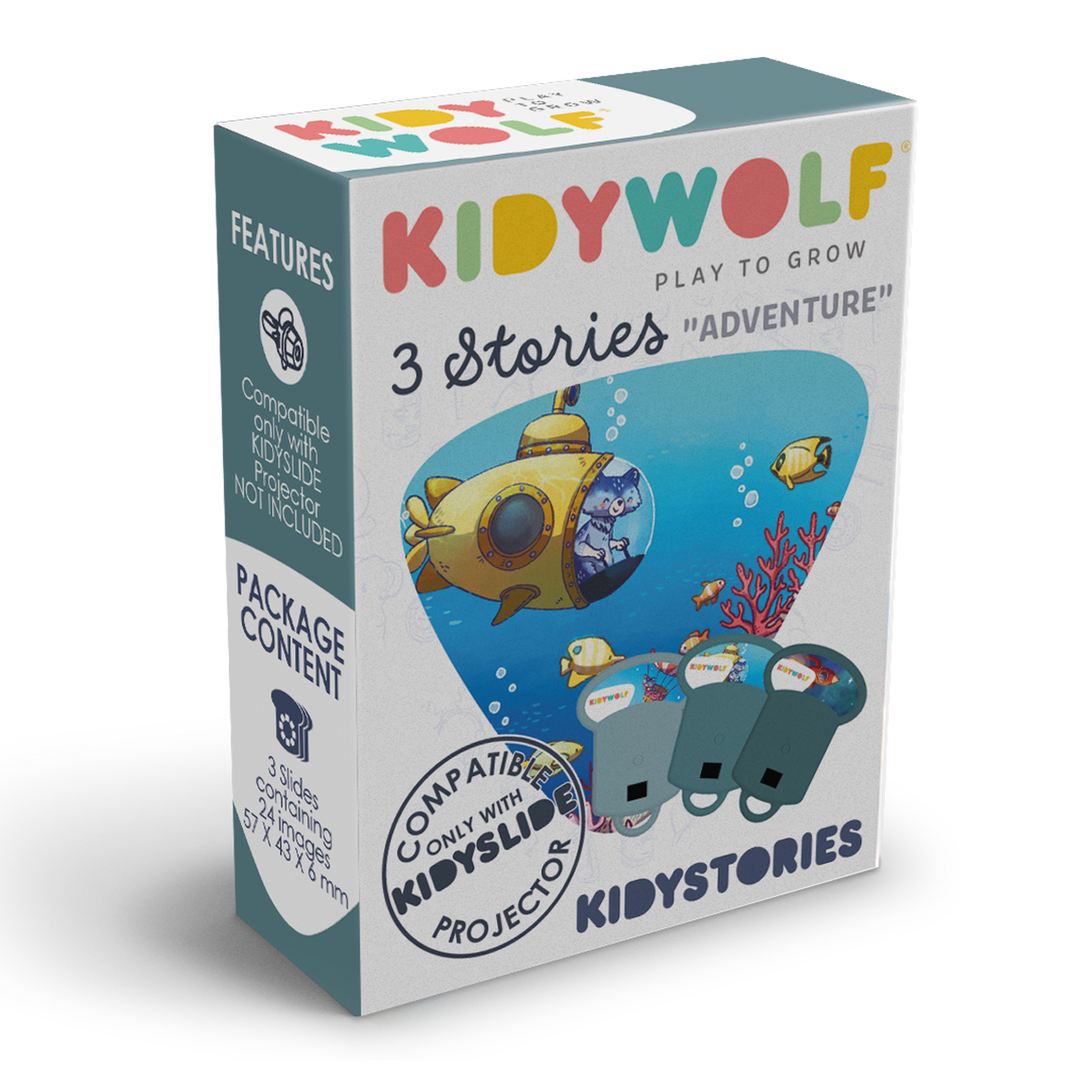 Kidywolf Kidystories Adventure - verpakking met verhaalschijfjes voor Kidyslide