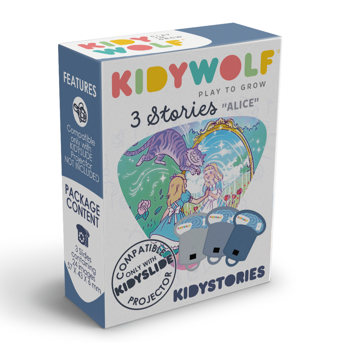 Kidywolf Kidystories Alice in Wonderland - verpakking met verhaalschijfjes voor Kidyslide