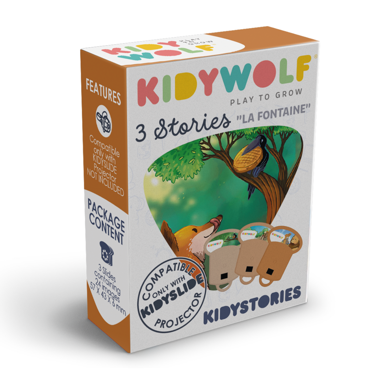 Kidywolf Kidystories La Fontaine - verpakking met verhaalschijfjes voor Kidyslide