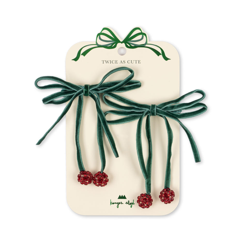 * Konges Sløjd Cherry Bow Haarspeldjes 2ST | Smoke Pine