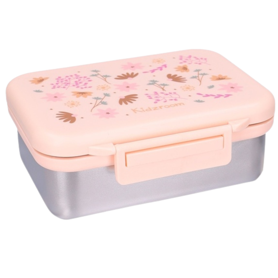 Kidzroom RVS brooddoos Enchanted Memories met zachtroze deksel, bij De Gele Flamingo