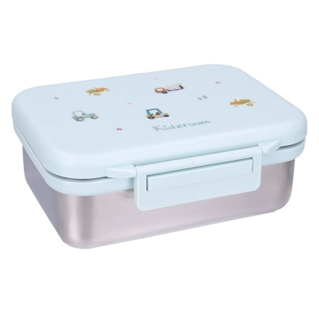 Kidzroom RVS brooddoos Little Story met lichtblauw deksel, lunchbox bij De Gele Flamingo
