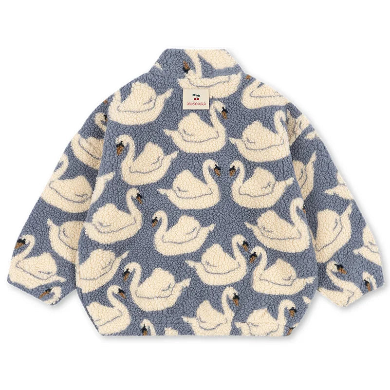 Konges Sløjd Jody Teddy Winterjas in Swan van zachte teddyfleece, bij De Gele Flamingo